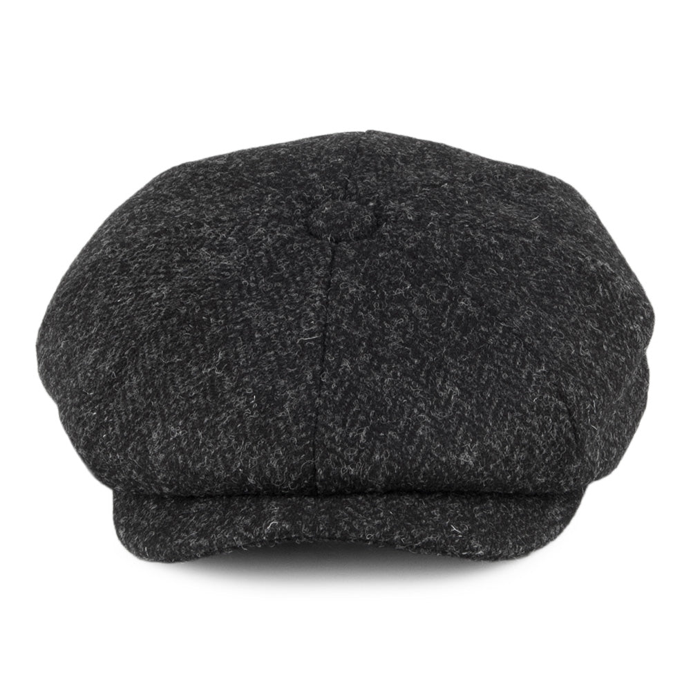HARRIS TWEED Taransay Newsboy Cap - Black-Charcoal