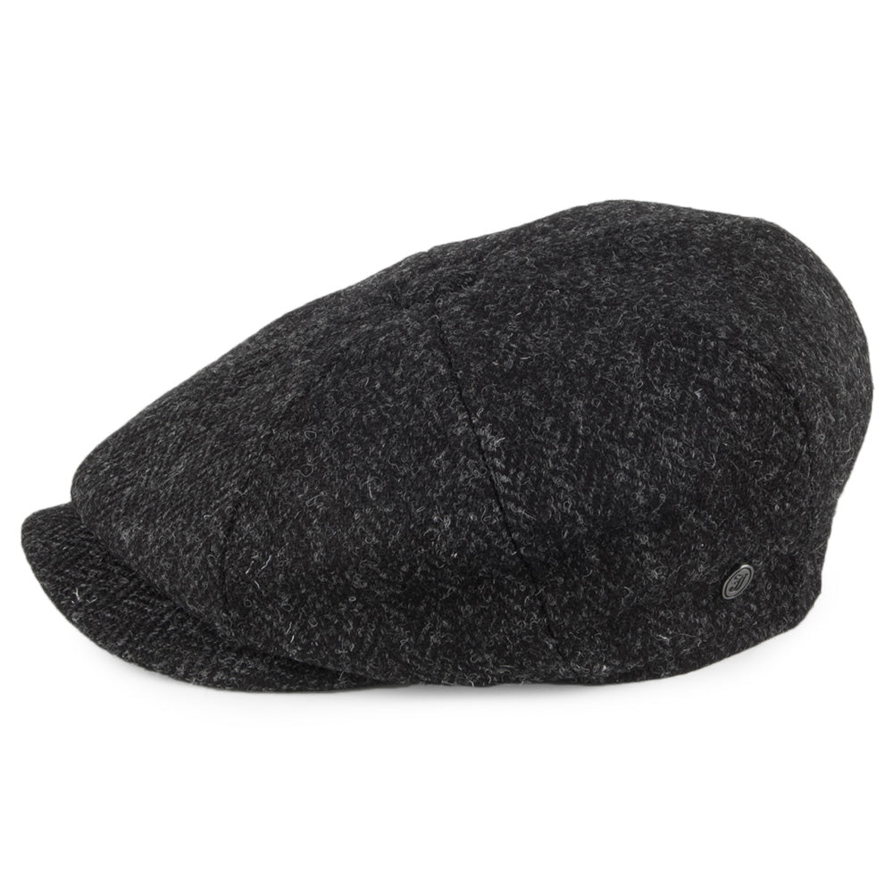 HARRIS TWEED Taransay Newsboy Cap - Black-Charcoal