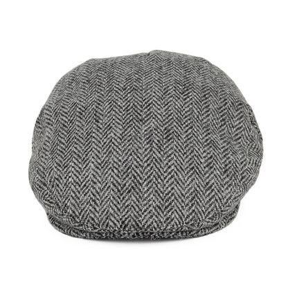 HARRIS TWEED Herringbone Kinloch Flat Cap - Black-Grey