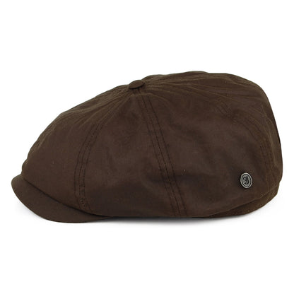 British Millerain Waxed Cotton Newsboy Cap - Brown