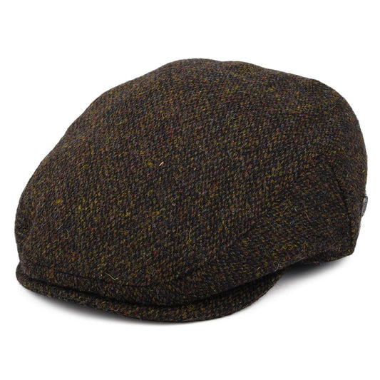 HARRIS TWEED Ferness Flat Cap - Moss-Brown