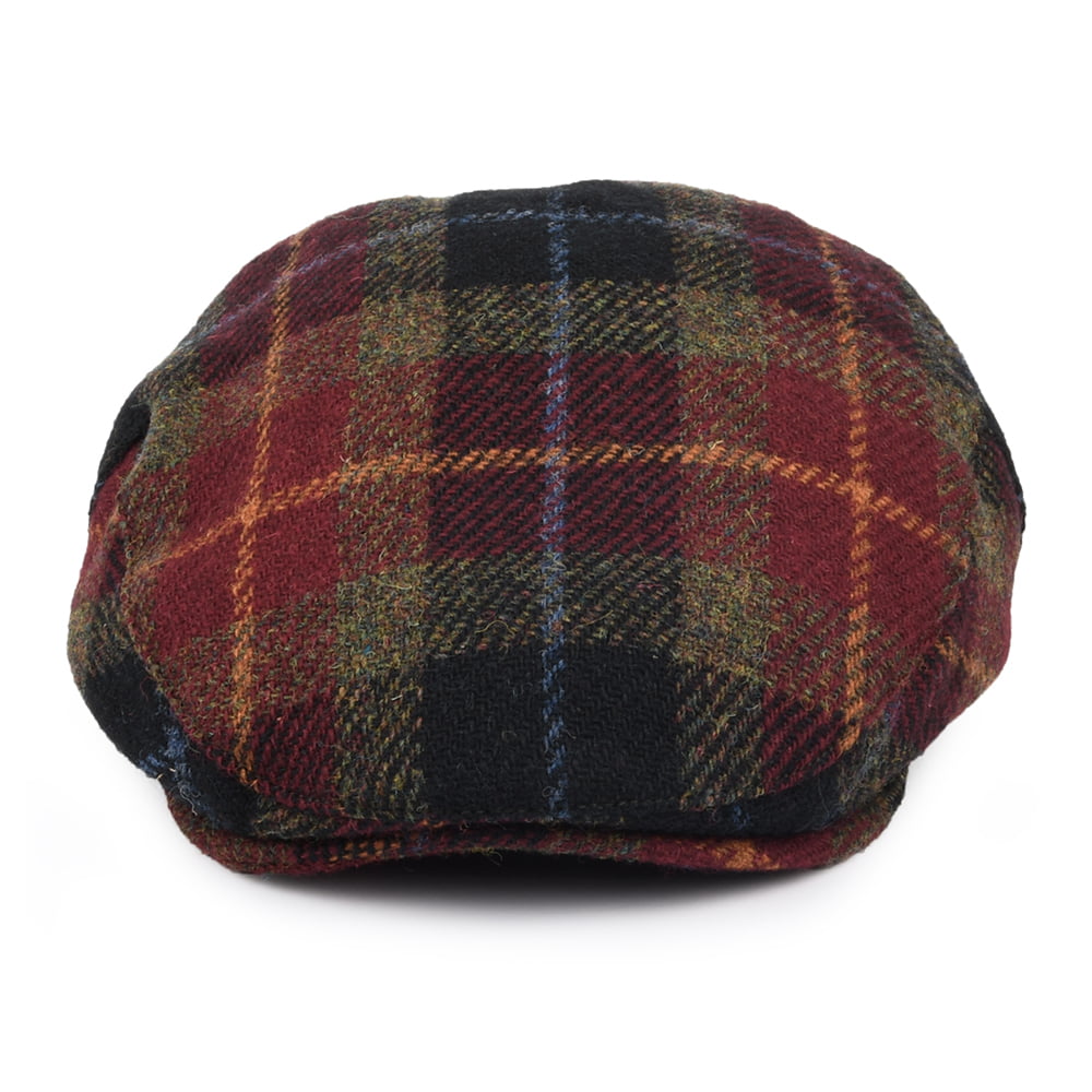 HARRIS TWEED Callanish Flat Cap - Burgundy-Multi