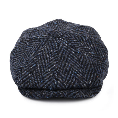 Heavyweight Donegal Tweed Herringbone Pettigo Newsboy Cap - Navy-Black