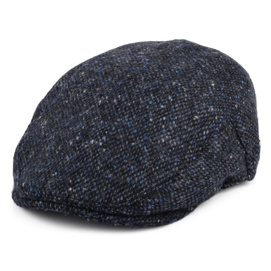 Donegal Tweed Marl Foyle Flat Cap - Blue-Black