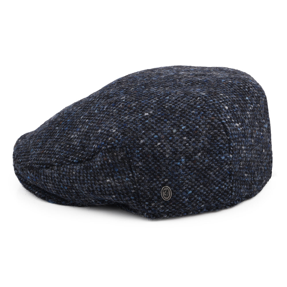 Donegal Tweed Marl Foyle Flat Cap - Blue-Black