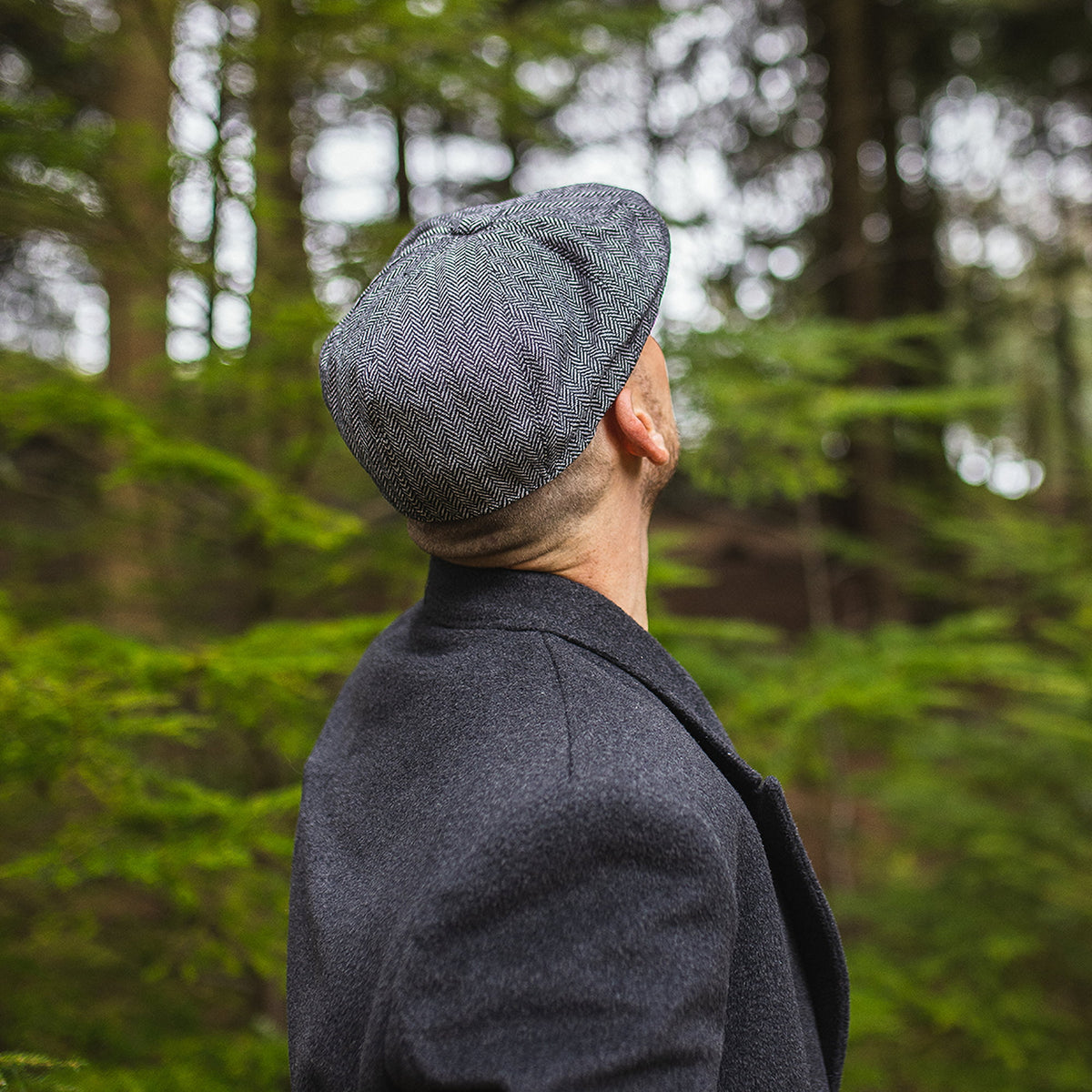 Herringbone Newsboy Cap - Grey