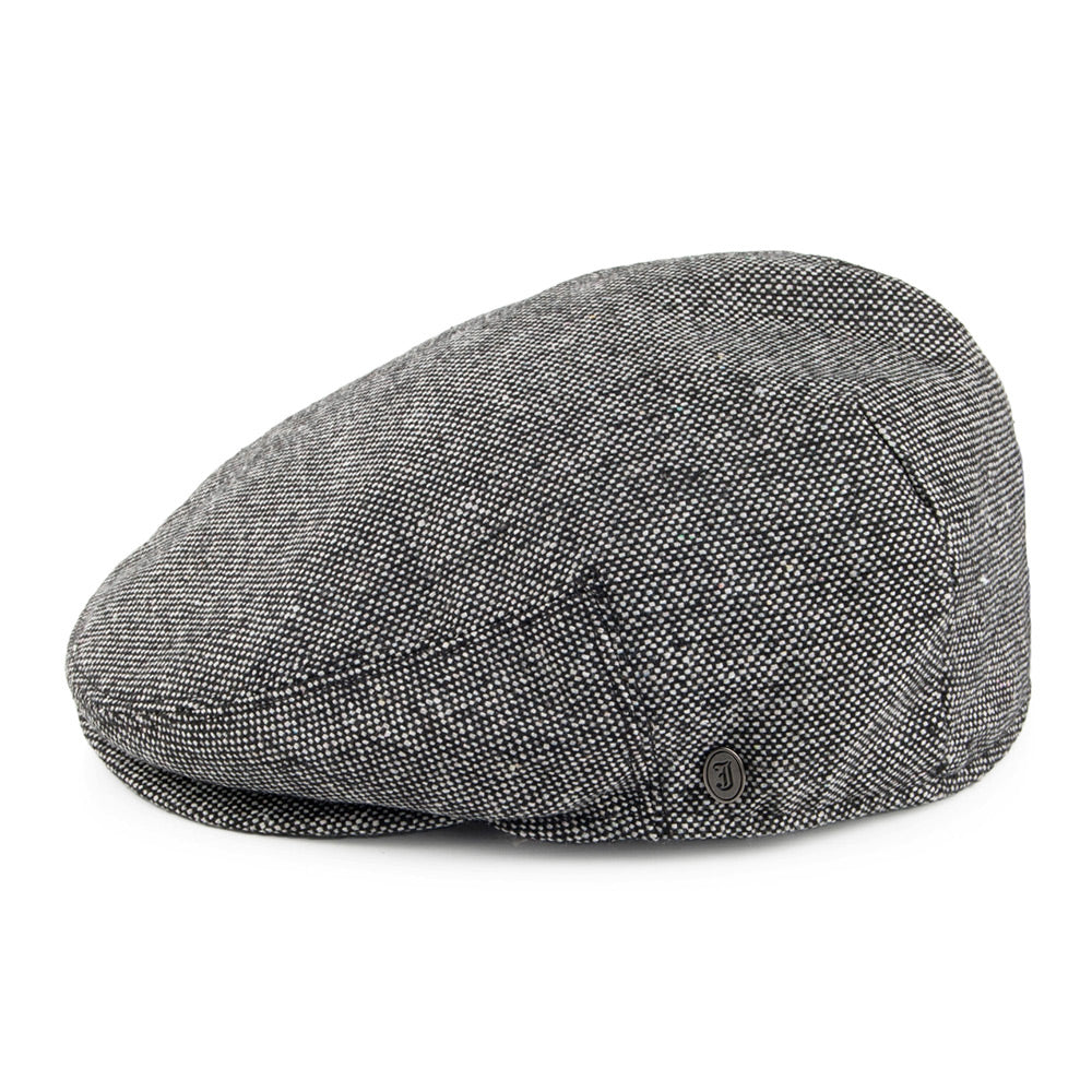Marl Tweed Flat Cap - Black