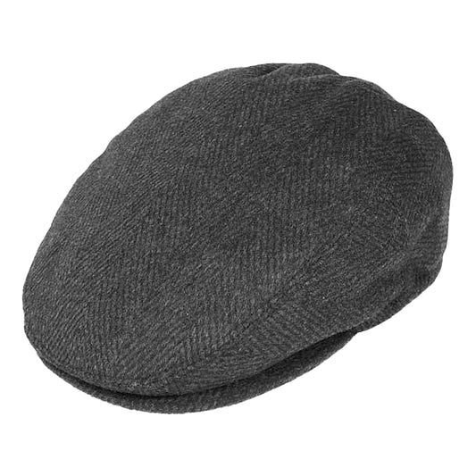 Herringbone Flat Cap - Charcoal