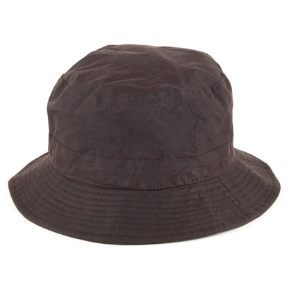 Packable Water Resistant Waxed Cotton Bucket Hat - Brown