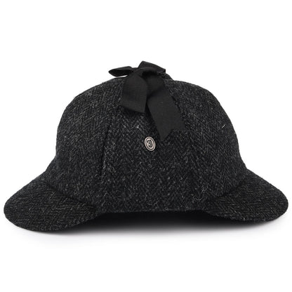 HARRIS TWEED Sherlock Holmes Deerstalker Hat - Black-Charcoal