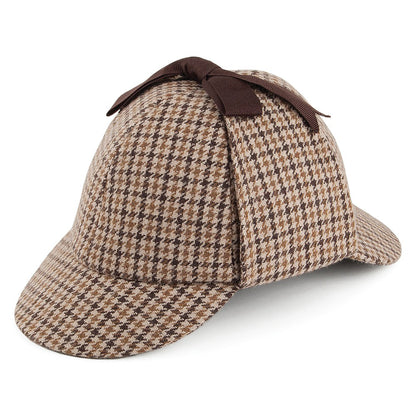 Houndstooth Sherlock Holmes Deerstalker Hat - Brown