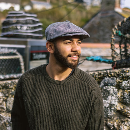 Marl Tweed Newsboy Cap Black Wholesale Pack