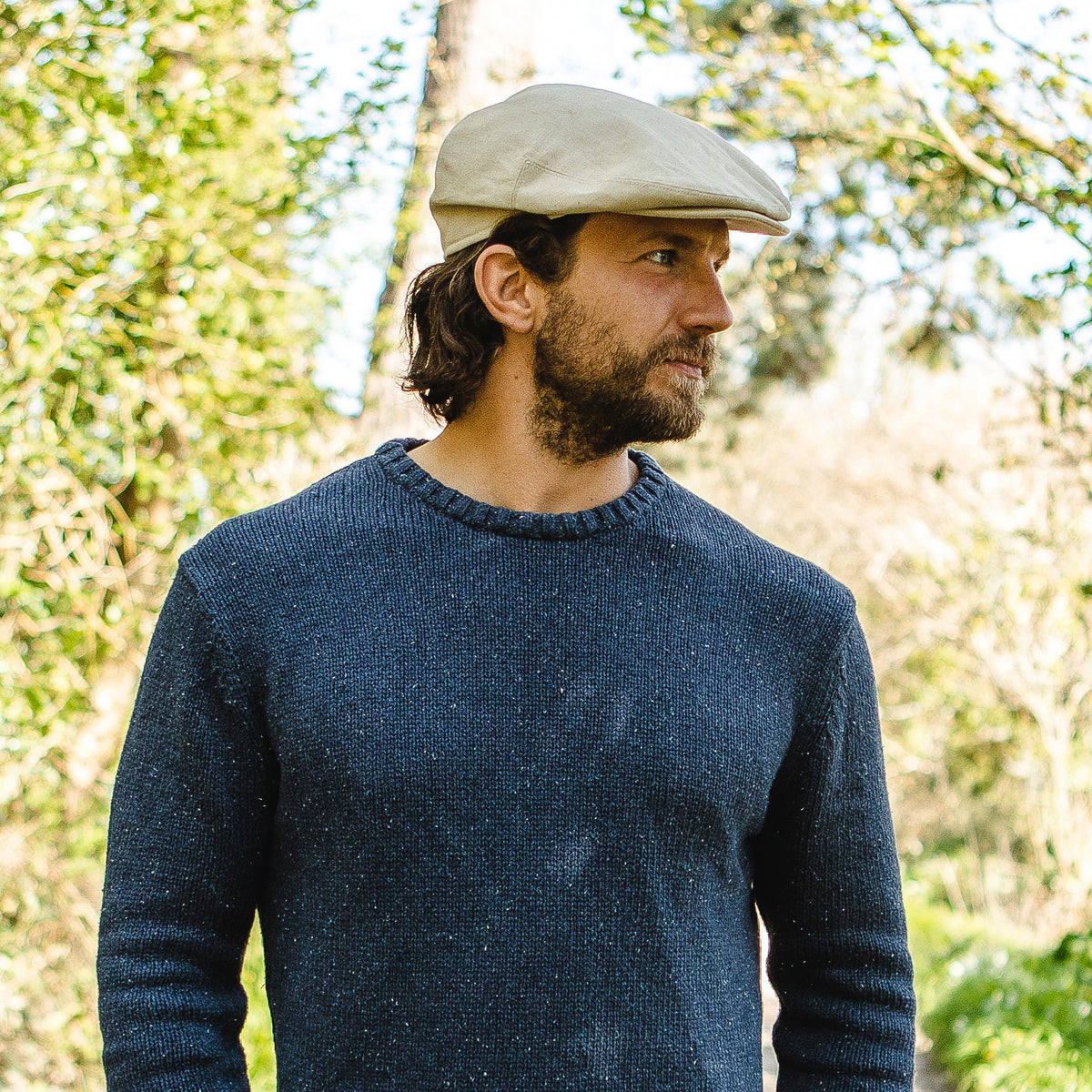 Linen Flat Cap Natural Wholesale Pack