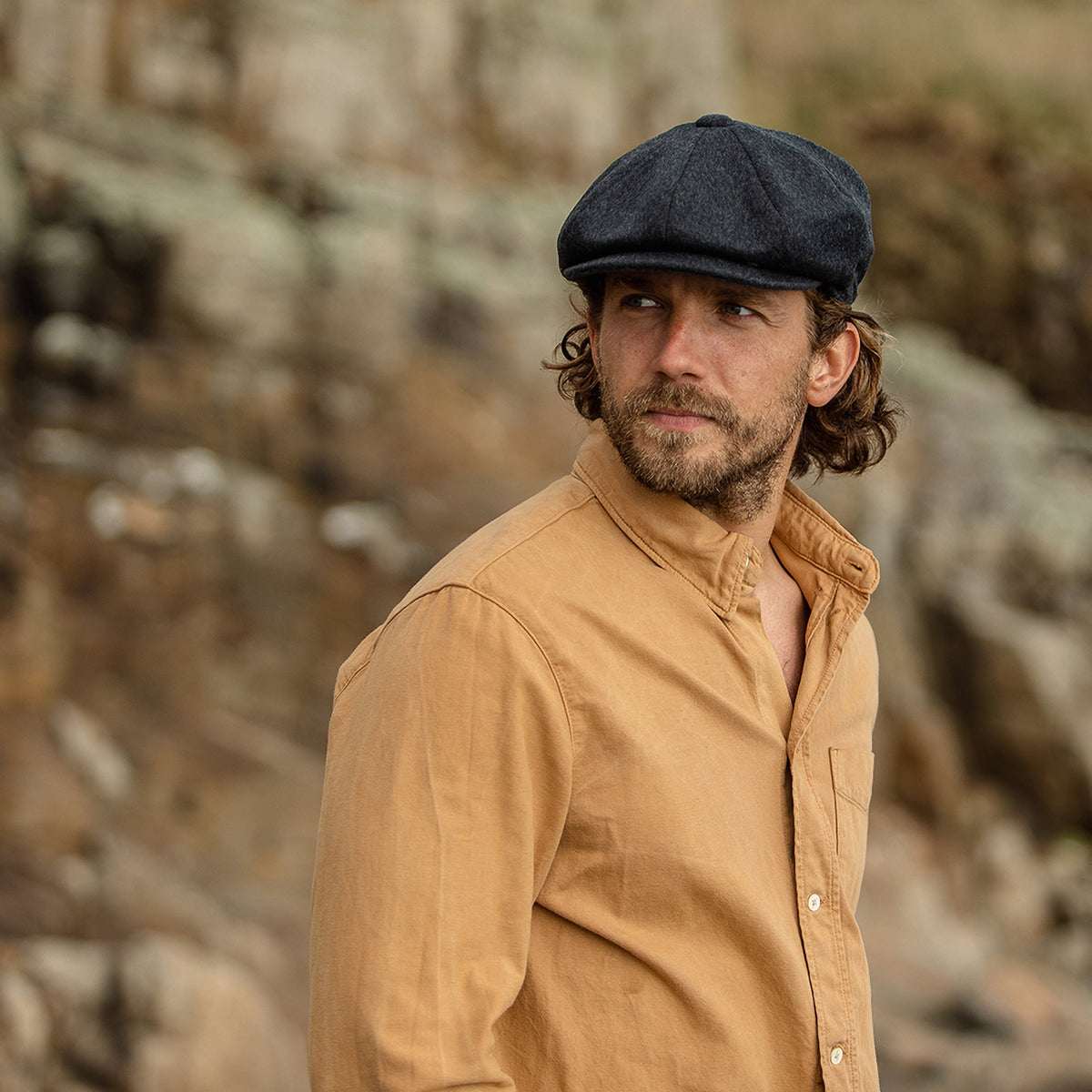 Pure Wool Harlem Newsboy Cap Charcoal Wholesale Pack